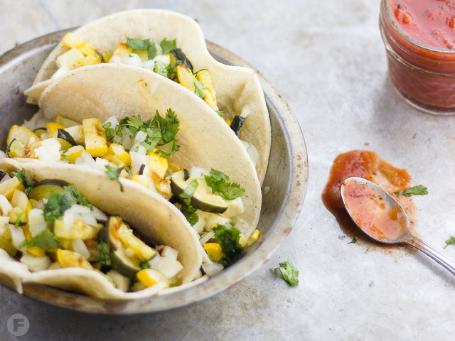 Grilled Summer Squash and Halloumi Tacos